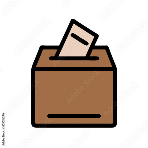 Brown ballot box with inserted vote slip