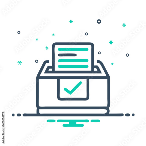 Check-marked ballot paper entering outlined box
