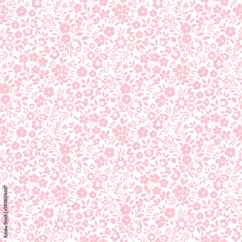 floral background. Floral pattern with small flowers on a pink tone background. Seamless flower pattern for design and fashion prints. Floral ditsy style. Flower stock vector print.