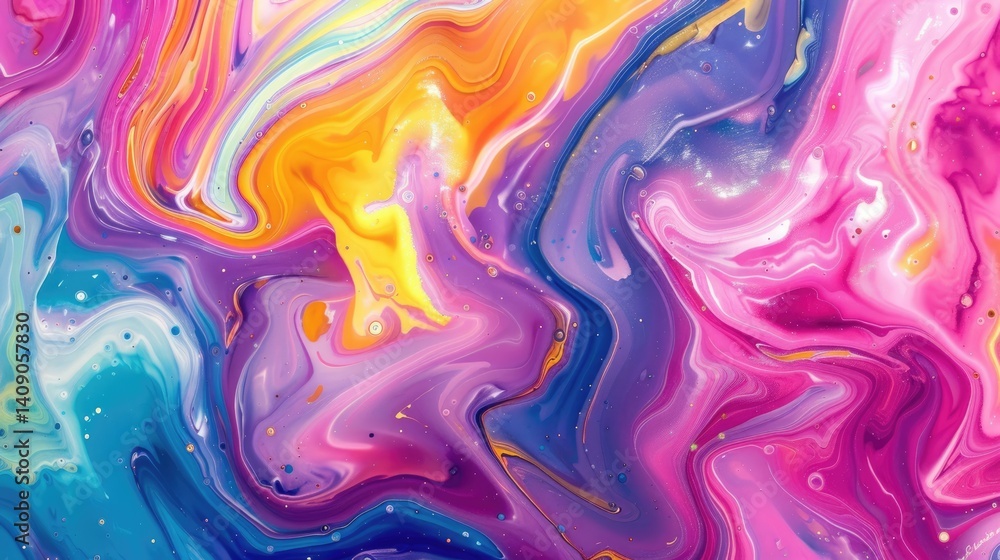 Fototapeta premium The close up abstract picture of multiple colour mixing in form of liquid together for colourful shade, mixing colors involves combining different hues of colour to create new shades or tones. AIG51.