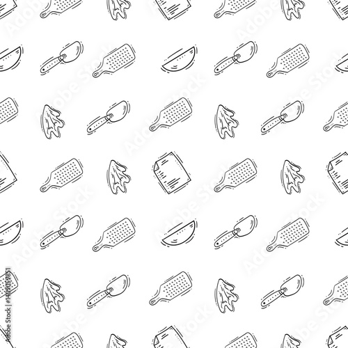 kitchen utensil pattern. kitchenware seamless pattern. doodle kitchen background