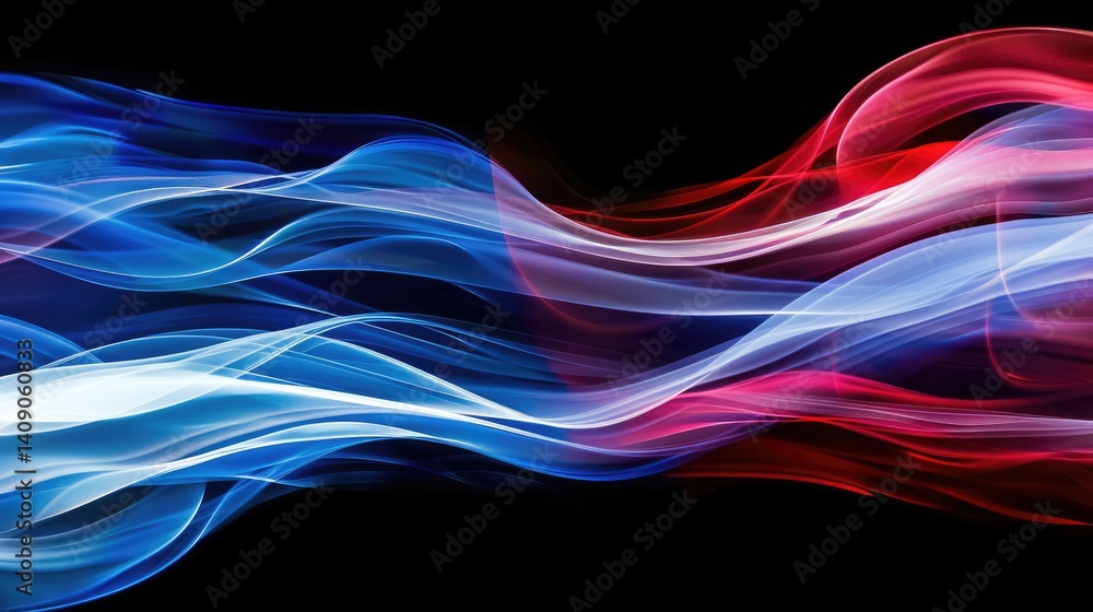 Fototapeta premium Abstract of red and blue wave flow express the energetic line. Seamless texture of vividness curve swirling convey sense of harmony and wonderful scene perfect for effect and graphic design. AIG51.