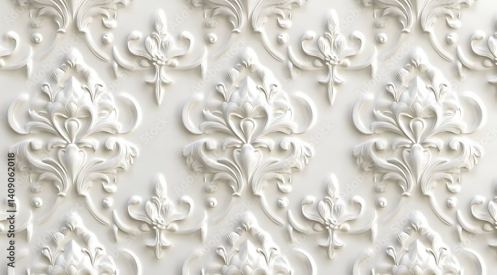 Seamless pattern, light gray damask texture on a white background. Seamless pattern, light gray damask texture on a white background.