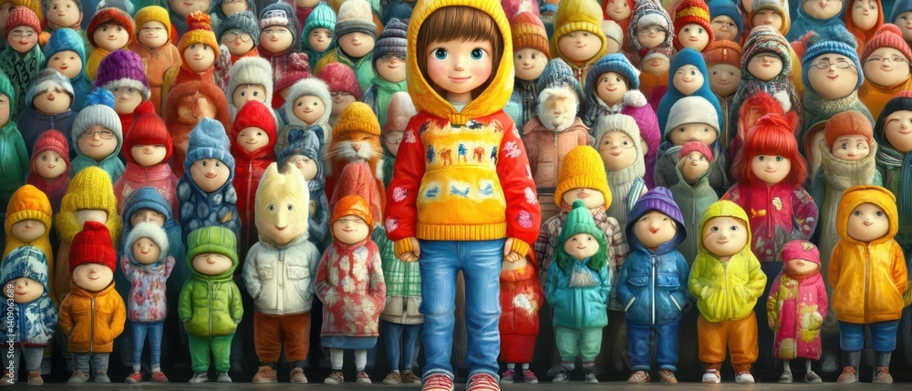 A diverse collection of toy figurines representing various people in a colorful display. A diverse collection of toy figurines representing various people in a colorful display.