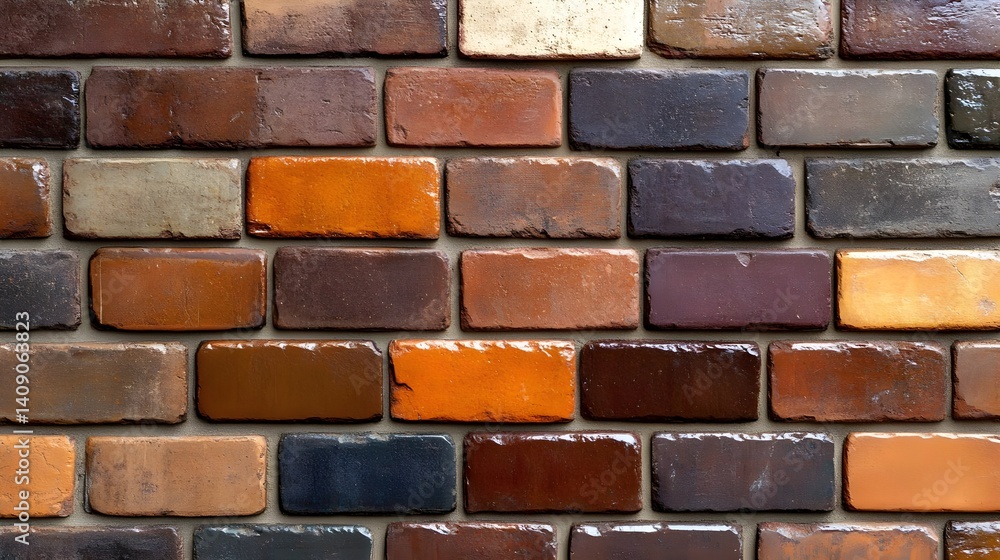 Obraz premium Multicolored Brick Wall Texture - Earthy Tones: The image features .
