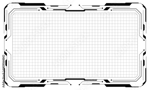 HUD frames black user interface elements design modern technology futuristic control panel screen digital hologram window gaming menu touching cyber monitor set white background vector