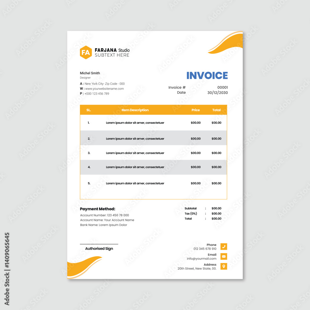 Unique business and invoice template Unique business and invoice template