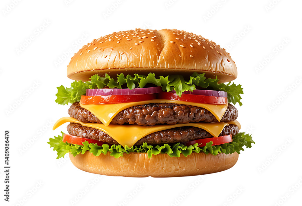 Giant delicious burger isolated on transparent background Giant delicious burger isolated on transparent background