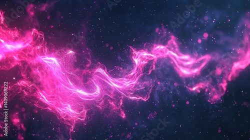 Abstract swirling pink energy flows across a dark background