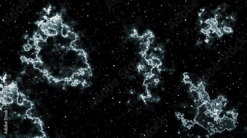 Night sky fly through traveling trough universe filled with stars, nebulae and galaxies. galaxy with nebula clouds fly to deep Cosmos stars, space, planets.