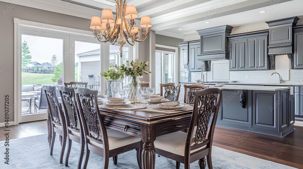 Obraz premium kitchen space dining table with a modern and simple concept