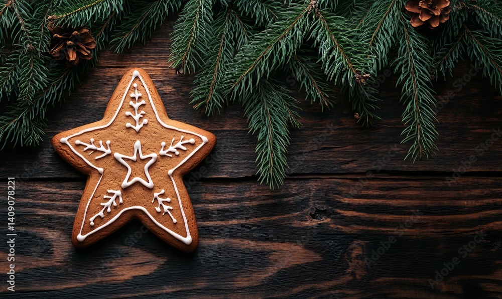 Christmas cookies made with gingerbread on a wooden background with a rustic look Christmas cookies made with gingerbread on a wooden background with a rustic look