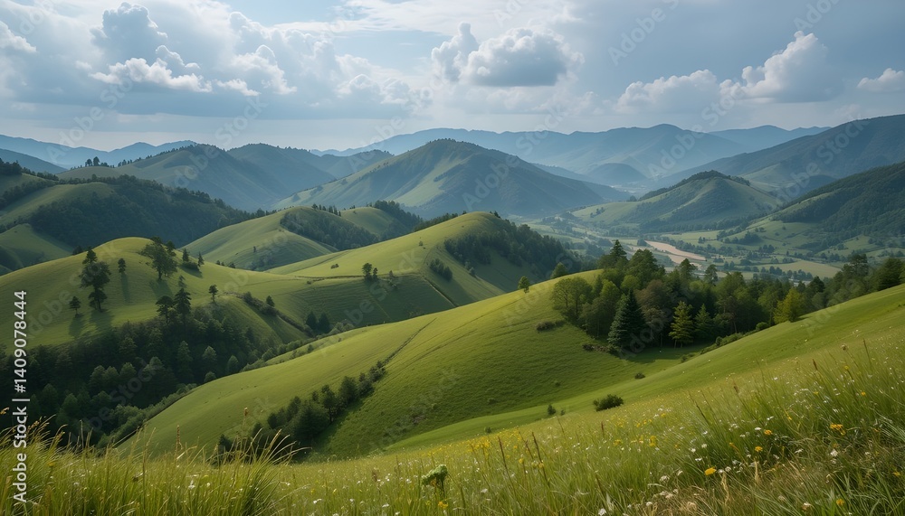 view from the top of the hill, see beautiful natural scenery view from the top of the hill, see beautiful natural scenery