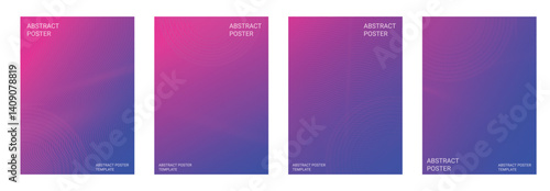 Set of Abstract pink and blue gradient wave poster background vector illustration Minimalist design cover template ideal for social media, cover, flyer, banner, music and ads