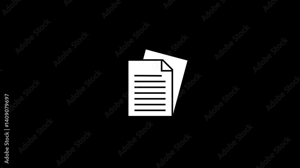 file icon flat style document or presentation icon animated.data document icon.Animation of a computer document in center over a black background file icon flat style document or presentation icon animated.data document icon.Animation of a computer document in center over a black background