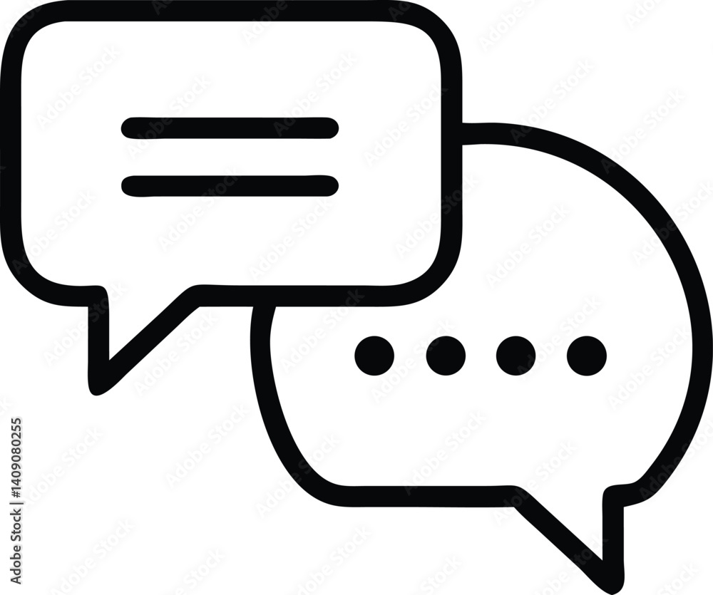 Outline Style Chat Bubbles Icon, Communication Concept Isolated on Transparent Outline Style Chat Bubbles Icon, Communication Concept Isolated on Transparent