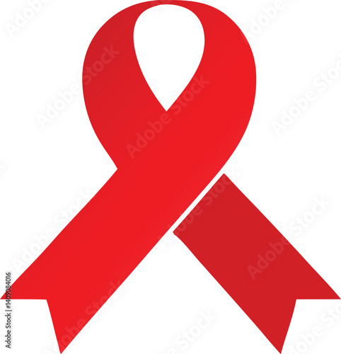 A red ribbon is an isolated symbol of HIV/AIDS awareness and support, while a pink ribbon represents breast cancer charity and hope for health against disease