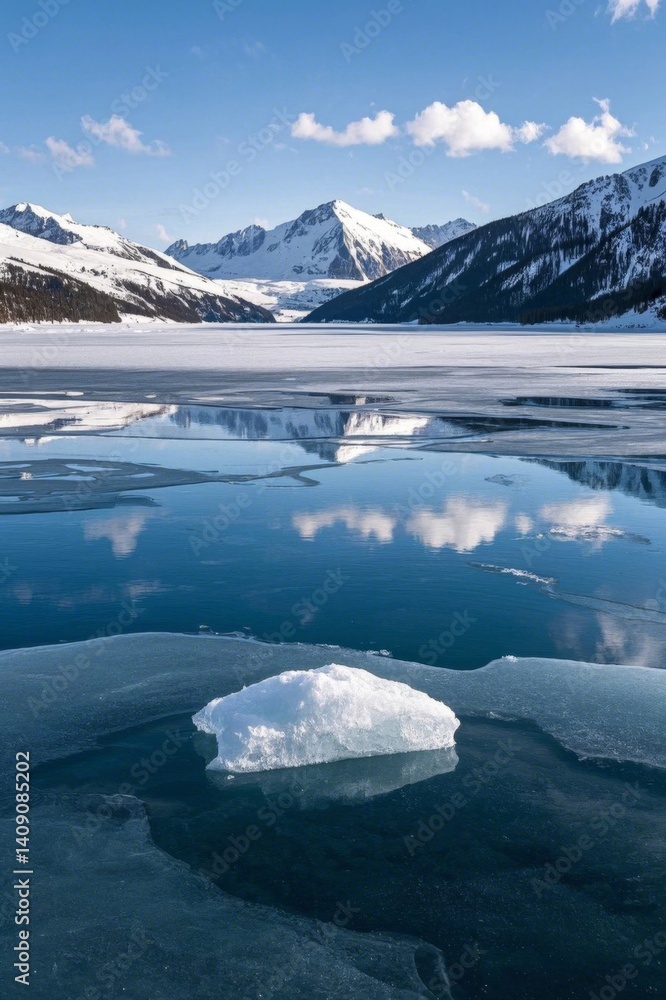 Obraz premium there is a small iceberg floating in the middle of a lake