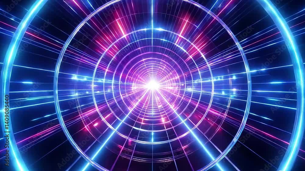 Futuristic Neon Sci-Fi Tunnel Lights 4K Stock Video. Futuristic Neon Sci-Fi Tunnel Lights 4K Stock Video.