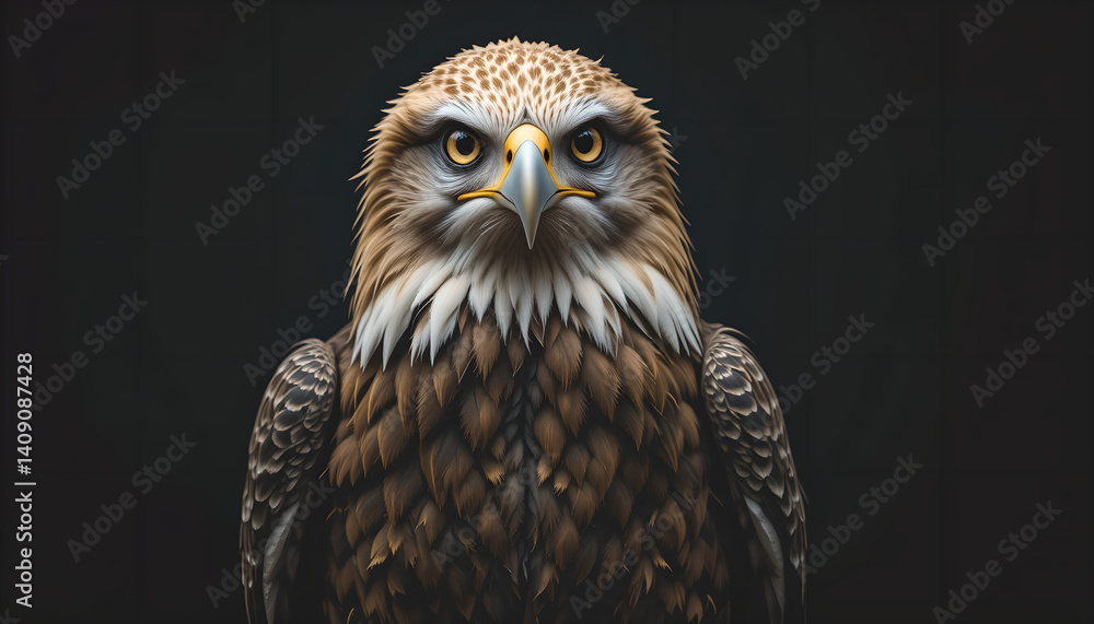 Obraz premium Majestic Eagle Portrait: Dark Background, Intense Gaze