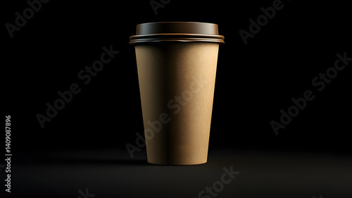 Wallpaper Mural Isolated Paper Coffee Cup On Black Background Disposable Container With Brown Lid Minimalist Design Ideal For Mockups And Branding Torontodigital.ca