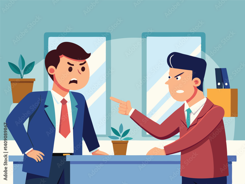 Office Argument Two Businessmen in a Heated Debate Office Argument Two Businessmen in a Heated Debate