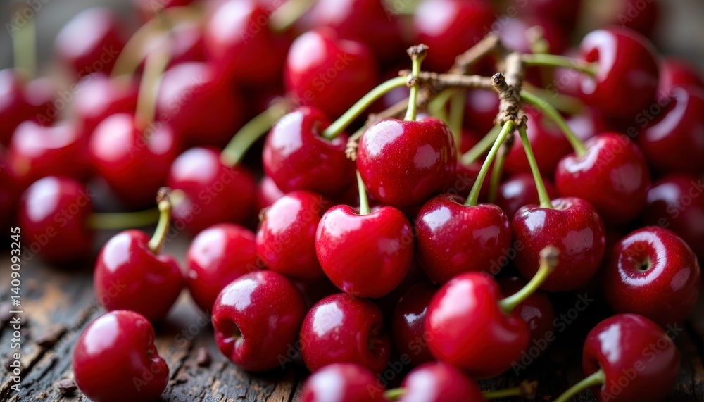 Harvesting fresh red cherries orchard food photography natural setting close-up view organic farming concept Harvesting fresh red cherries orchard food photography natural setting close-up view organic farming concept