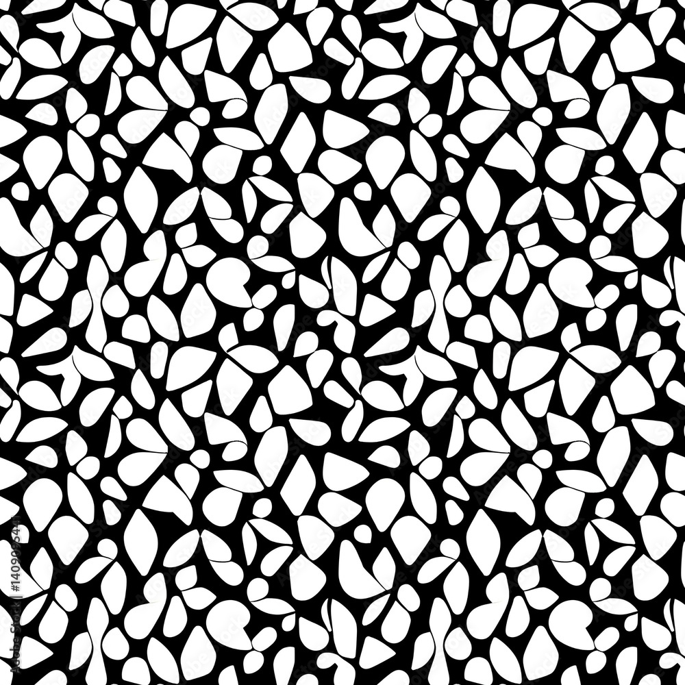 Naklejka premium A black and white pattern of small white leaves.