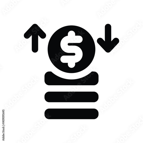 profit glyph icon. Strong and solid vector icon for websites, mobile interfaces, presentations, and visual branding. High quality and easy to edit.