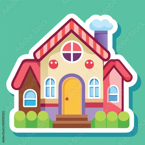 Cute cartoon house with colorful design