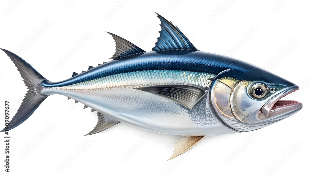Fototapeta premium Atlantic Bonito Fish: A Detailed, Realistic Illustration