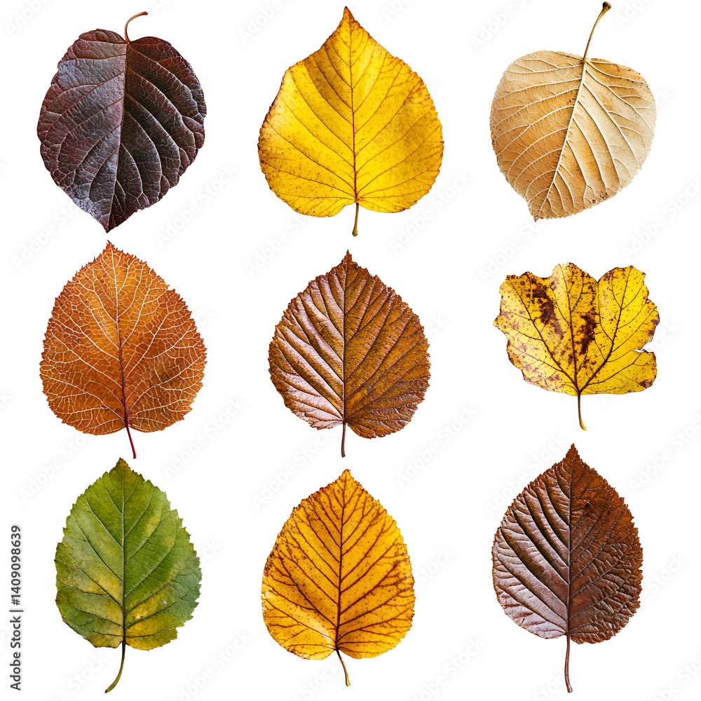 Obraz premium Autumn Leaves Collection Diverse Colors Nature Photography,