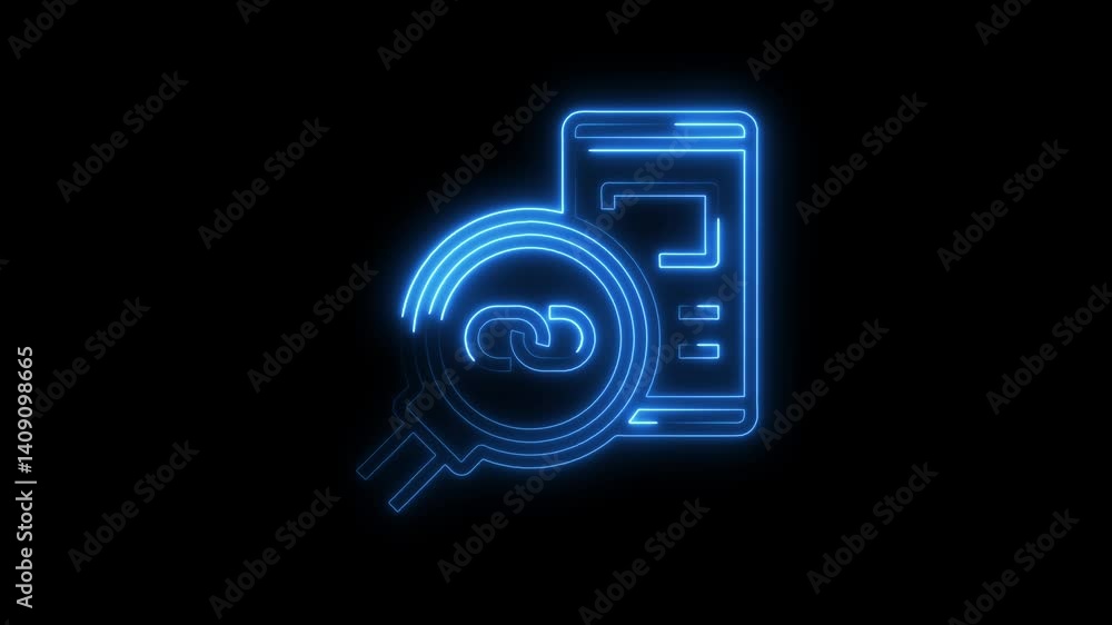 Glowing neon source icon 4k isolated on black background. HD Video motion graphic animation Glowing neon source icon 4k isolated on black background. HD Video motion graphic animation