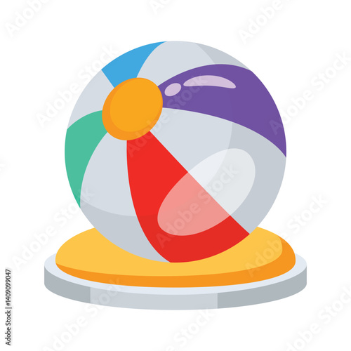 Visually appealing 3d style icon depicting beach ball