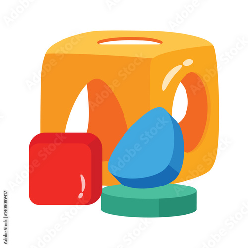 Ready to use 3d style icon of block toy game