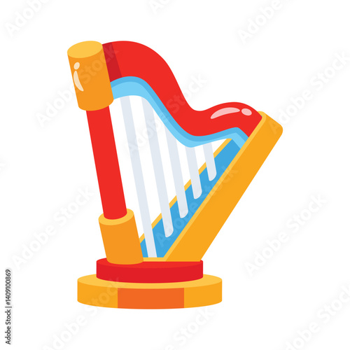 Easy to edit 3d style icon showing harp toy