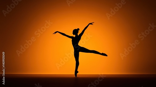 Wallpaper Mural A ballet dancer silhouette in a dynamic pose, illuminated by dramatic lighting, showcasing the beauty of movement. Torontodigital.ca