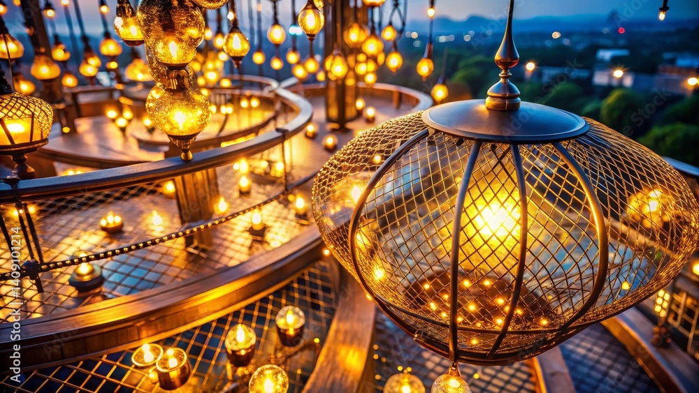 Obraz premium Decorative Hanging Lights at Night