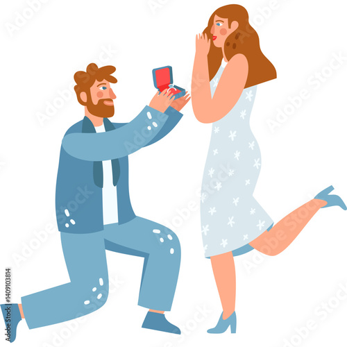 vector illustration of a man proposing a girl