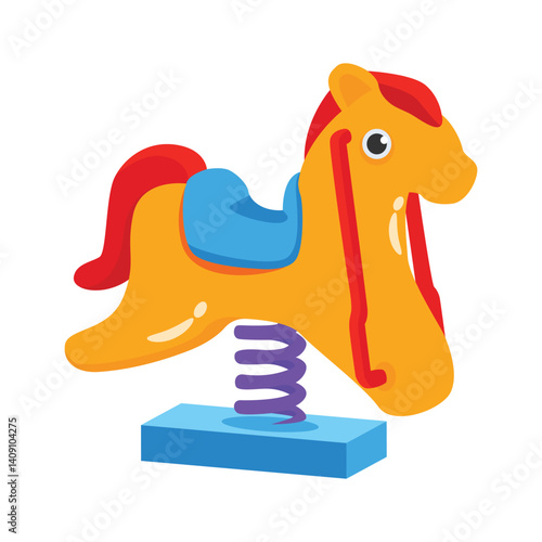 Ready to use 3d style icon of spring horse ride