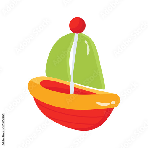Easy to use 3d style icon depicting sailboat toy
