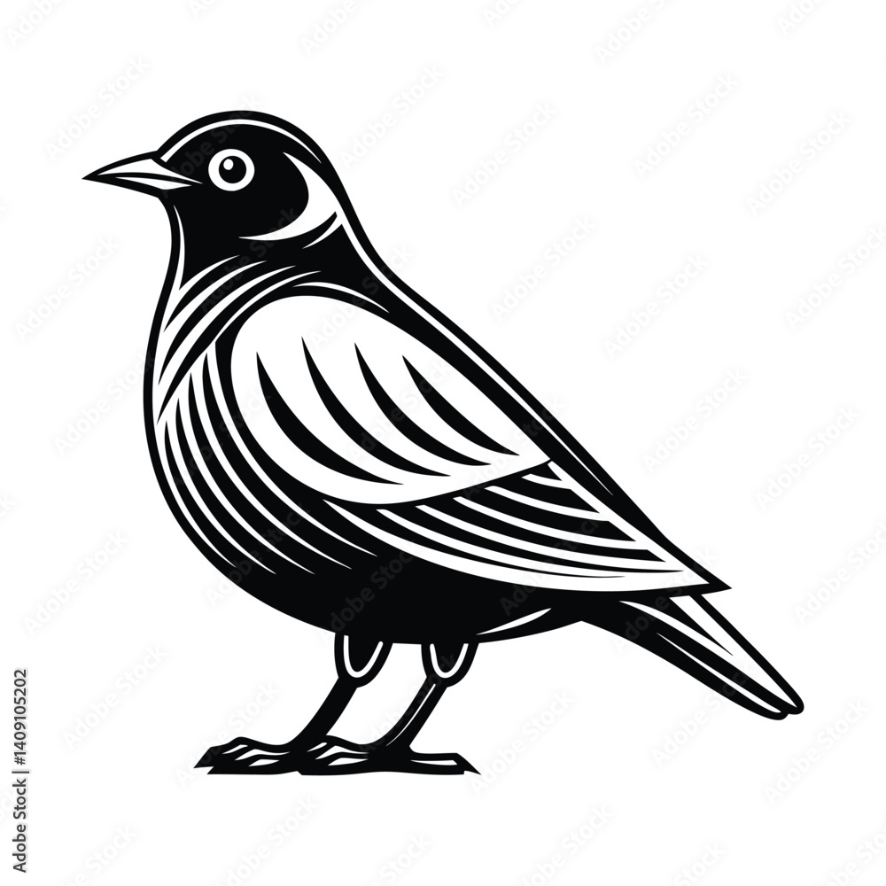 Obraz premium Chipping sparrow silhouette on a white background, Bird vector art and illustration
