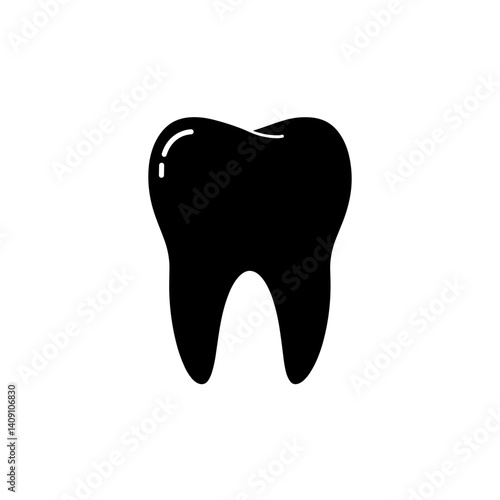 Tooth icon in solid black silhouette
