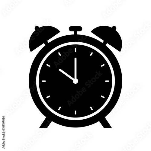 Alarm clock icon in classic black silhouette