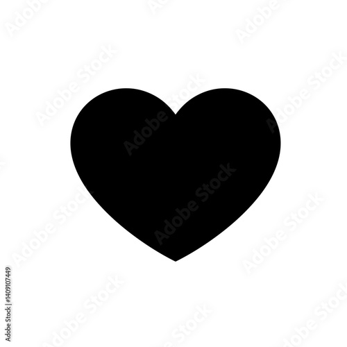 Heart symbol icon in bold black silhouette