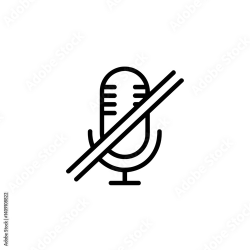 Microphone symbol with mute icon in minimalist style  