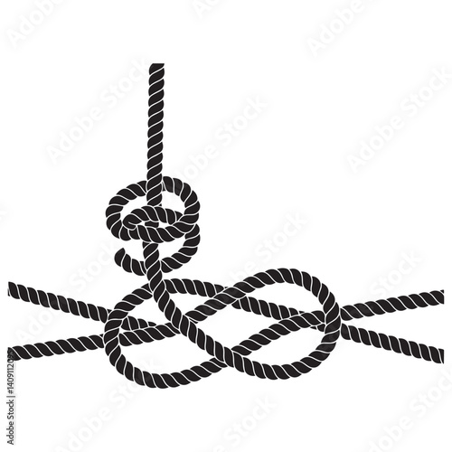 Nautical rope knots Vector Black silhouettes. with white background