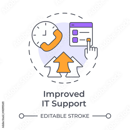 Improved it support multi color concept icon. Customer service, experience. Resolution time. Round shape line illustration. Abstract idea. Graphic design. Easy to use in blog post, presentation