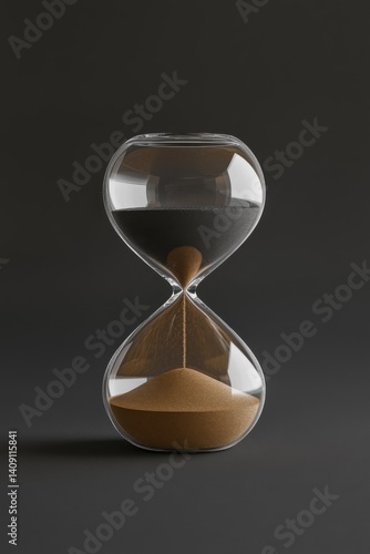 Time Passing: An Hourglass Against a Dark Background