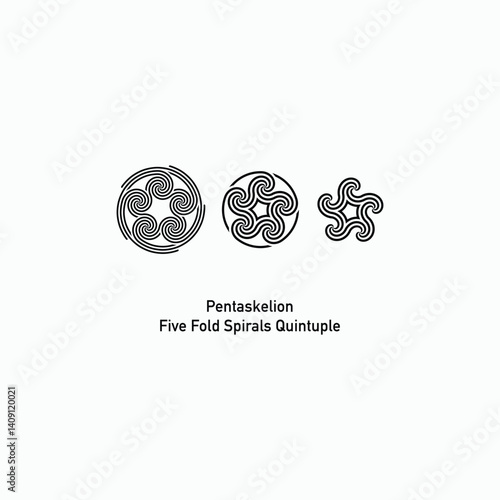 Fotografie Pentaskelion Symbol consisting of a five fold spiral